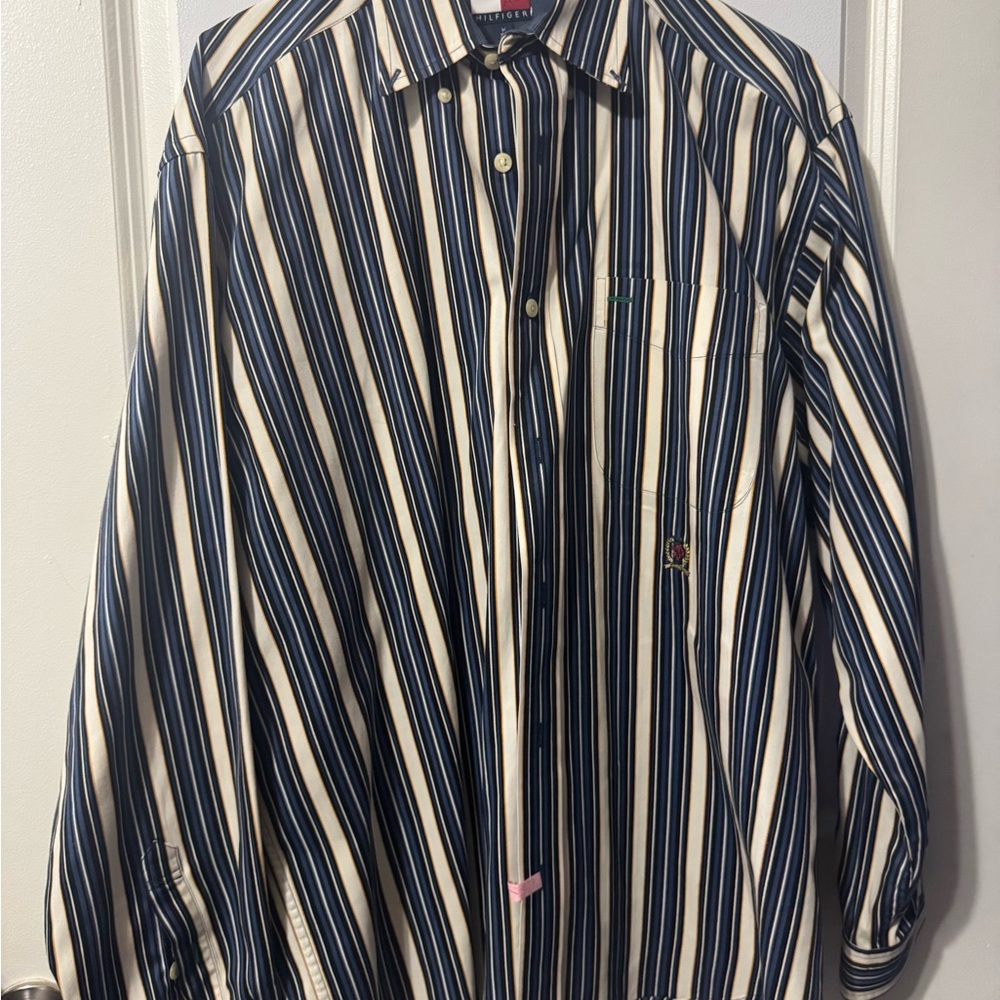 Tommy Hilfiger Vintage Striped Crest Button-Up Shirt